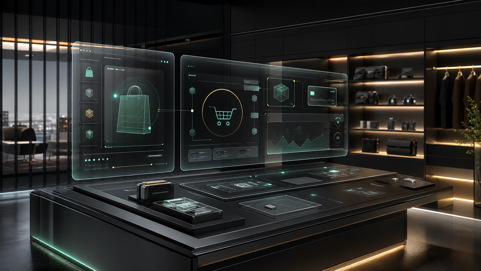 Premium AI commerce close deck command room